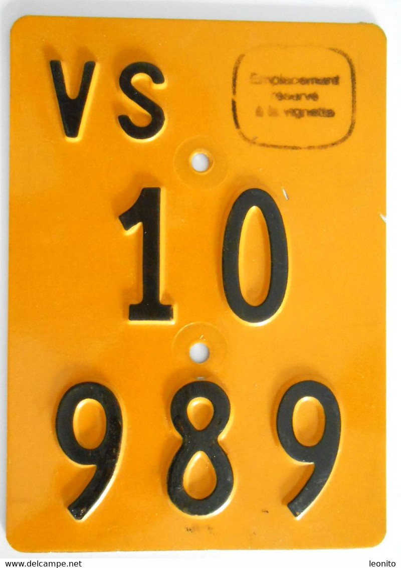 Velonummer Mofanummer Wallis Valais VS 10989 Ohne Vignette - Plaques D'immatriculation