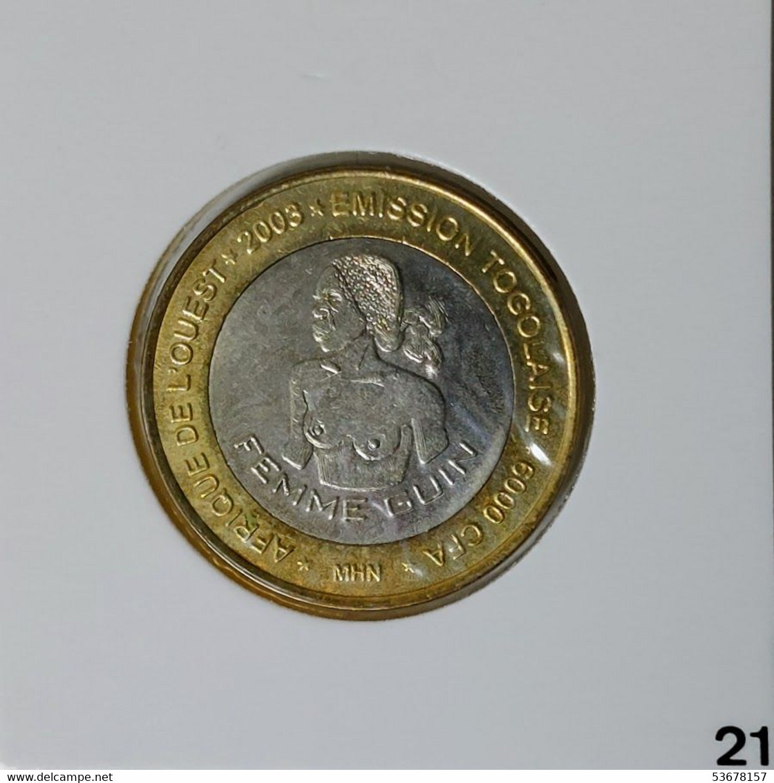 Togo - 6000 CFA Francs - 4 Africa 2003, X# 21, African Girl, Tokens (probes), (#1446) - Togo
