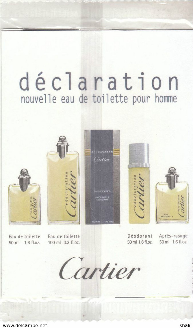 CARTE PARFUMEE CARTIER DECLARATION ( PERFUME CARD ADVISING NOT A BOTTLE) - Modernes (à Partir De 1961)