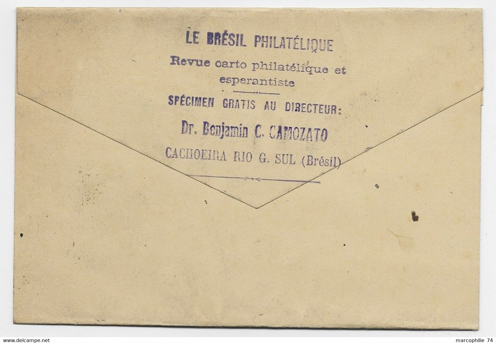 BRAZIL BRASIL ENTIER COVER 20 REIS + 20 REIS CACHOEIRA 1914 TO FRANCE - Entiers Postaux