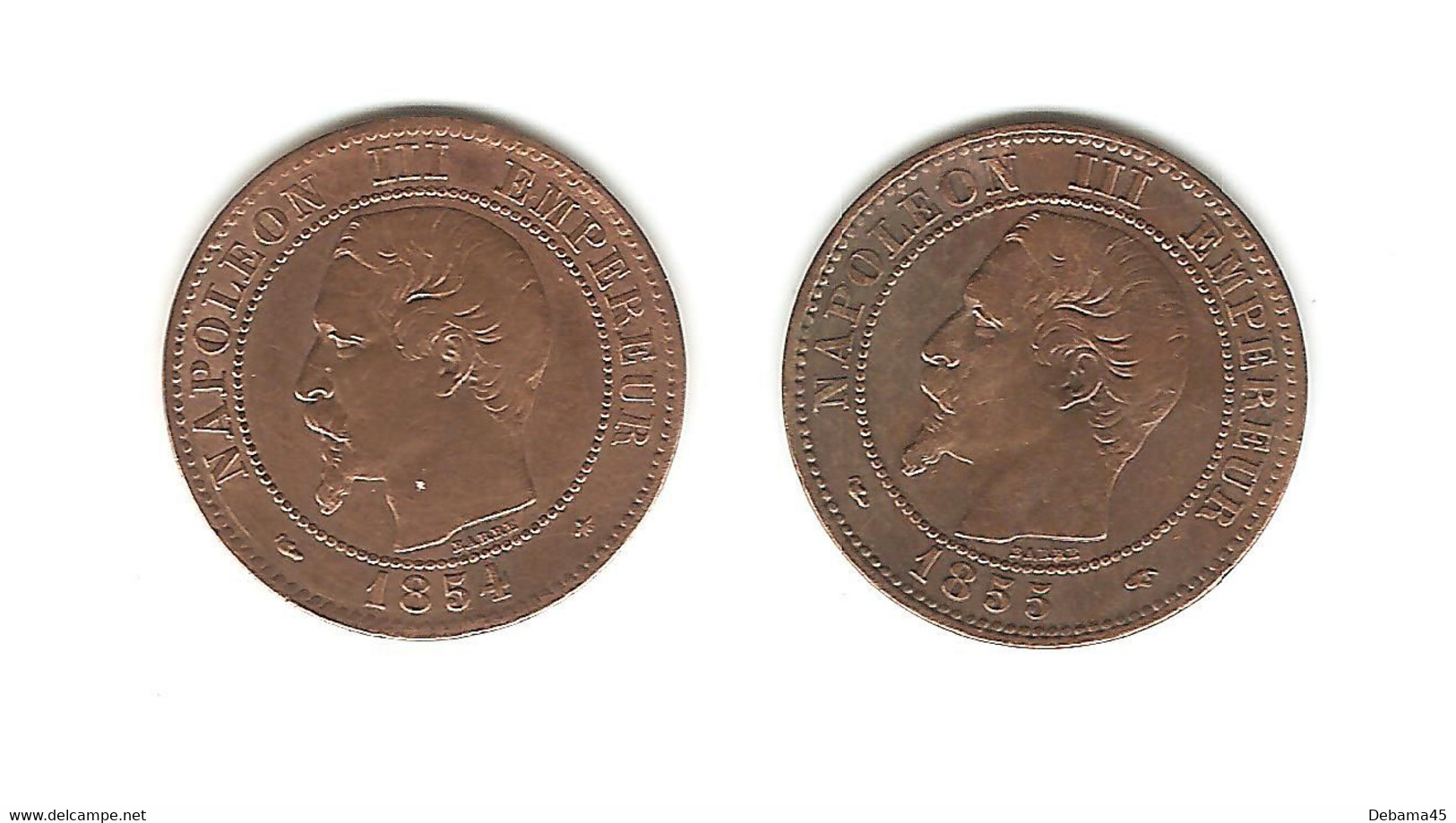 288/ France : Napoléon III : 2 Centimes 1854 BB - 2 Centimes 1855 A (chien) (pièces Nettoyées ?) - 2 Centimes