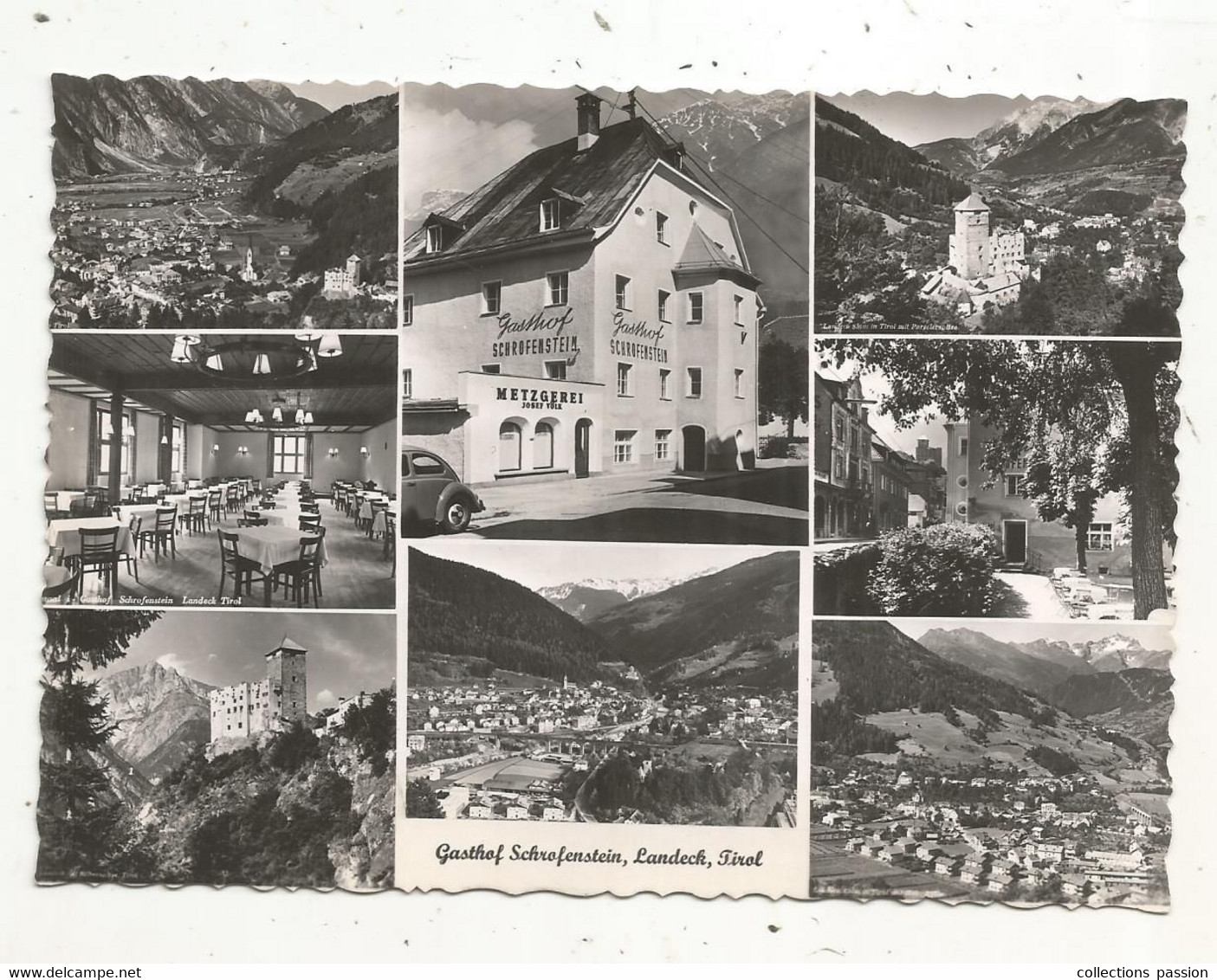 Cp, Autriche , LANDECK,Tirol, Gasthof Schrofenstein-Metzgerei ,vierge, 2 Scans,multivues, Restaurant - Landeck