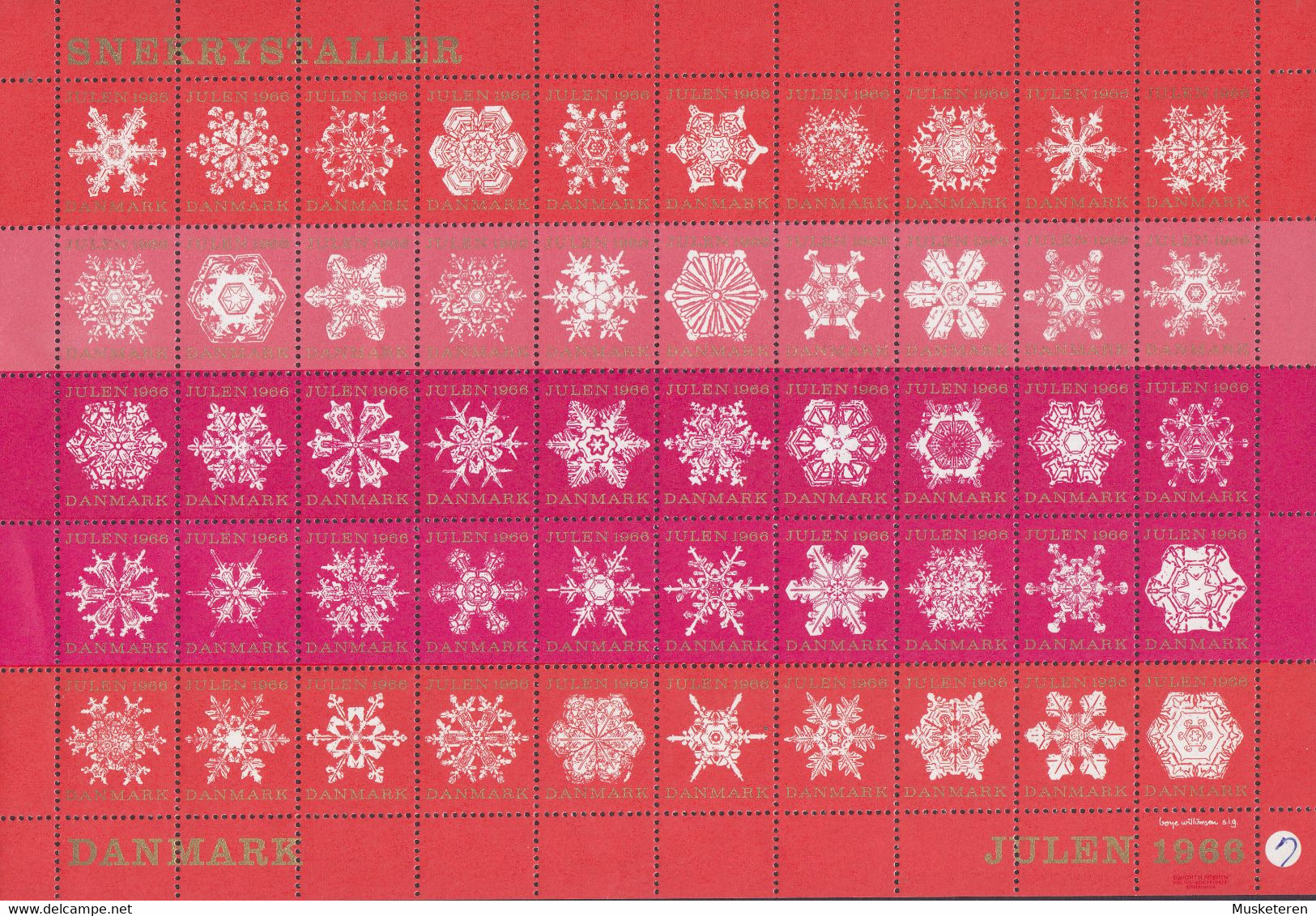Denmark Christmas Seal Full Sheet 1966 MNH** - Feuilles Complètes Et Multiples