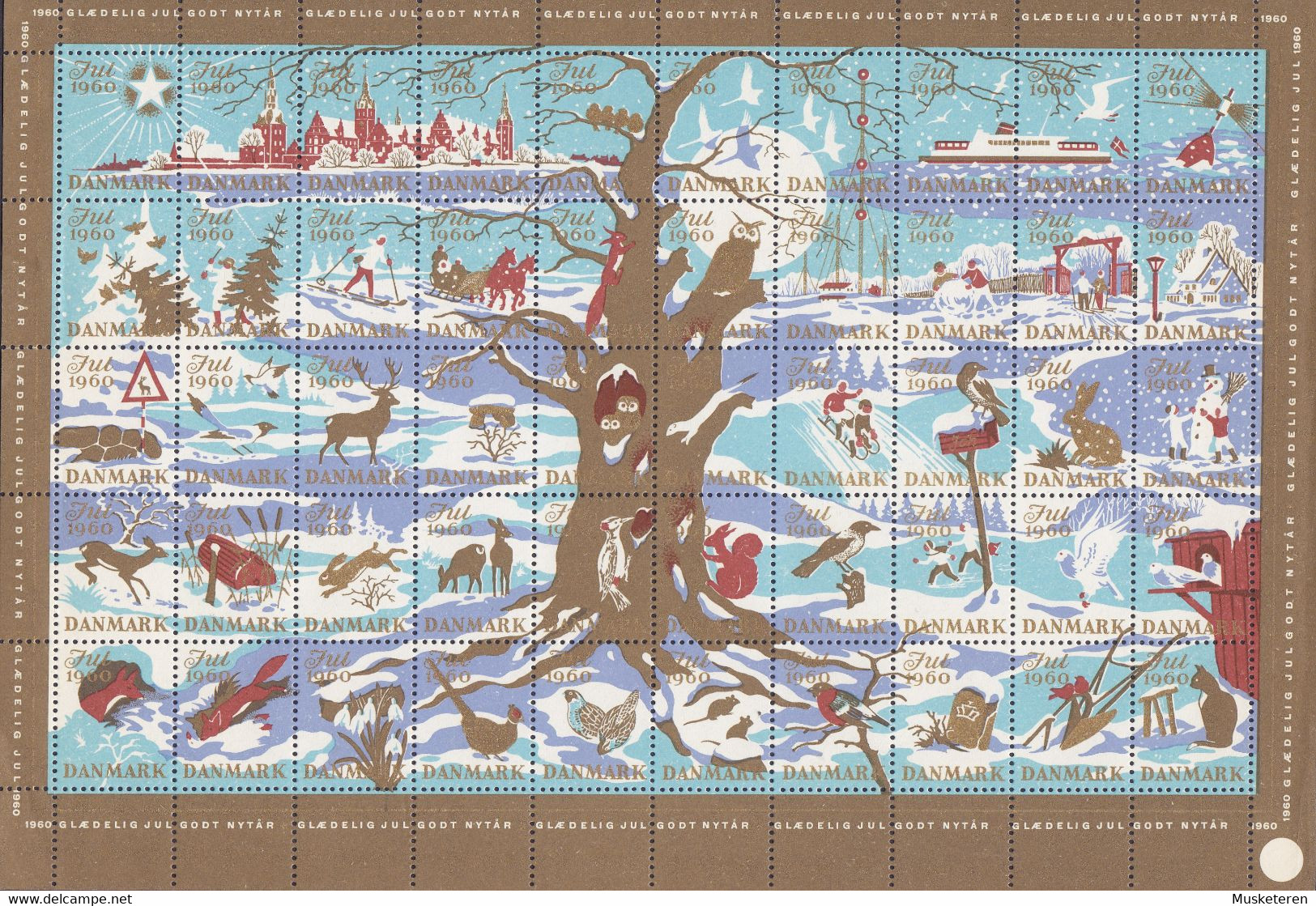 Denmark Christmas Seal Full Sheet 1960 MNH** - Hojas Completas