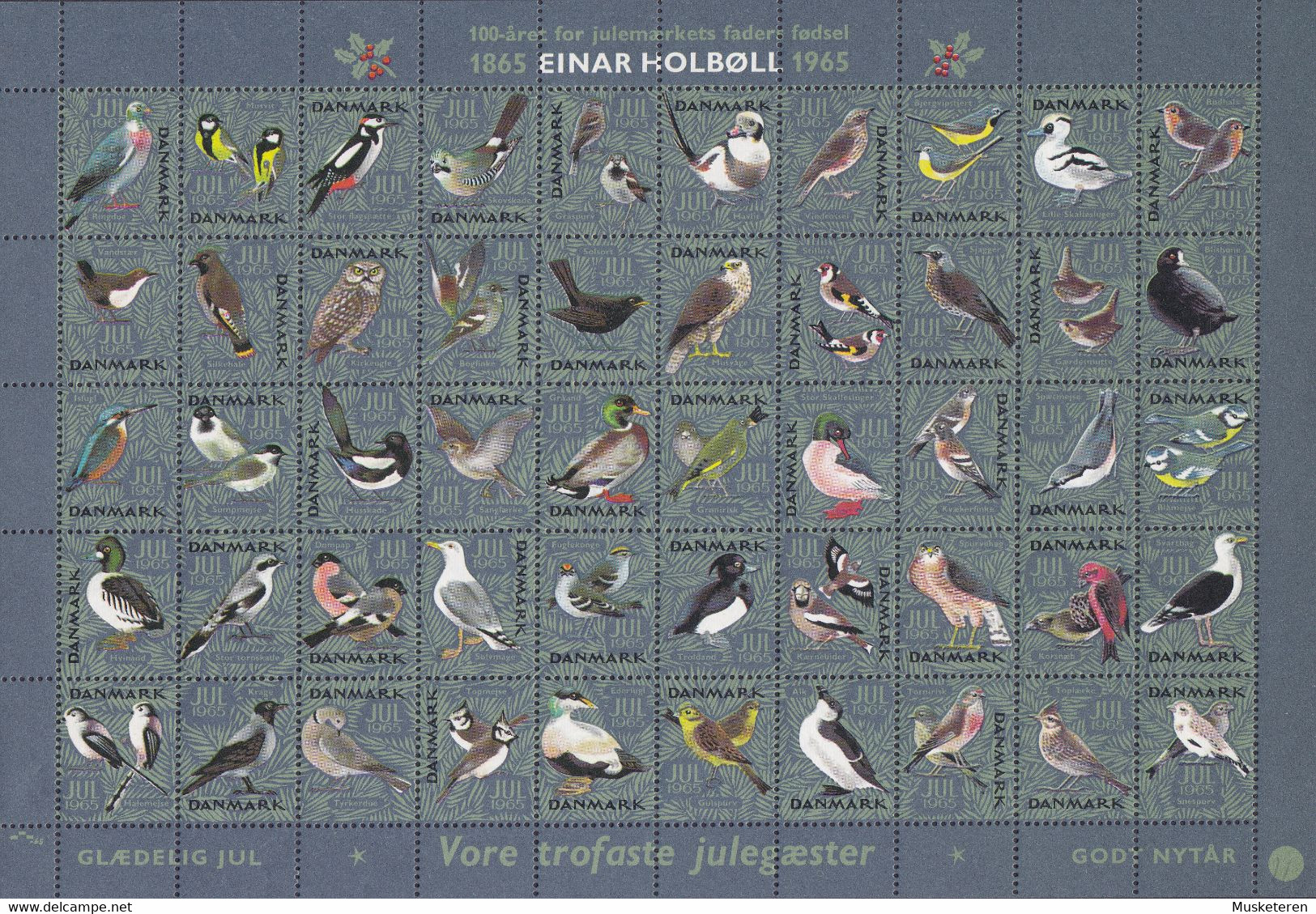 Denmark Christmas Seal Full Sheet 1965 Bird Vogel Oiseau MNH** - Feuilles Complètes Et Multiples