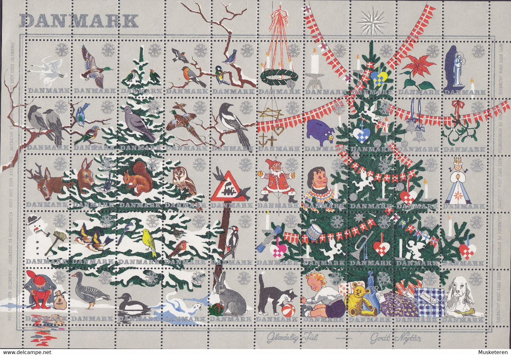 Denmark Christmas Seal Full Sheet 1961 3-Sided Perf. Sheet MNH** - Volledige & Onvolledige Vellen