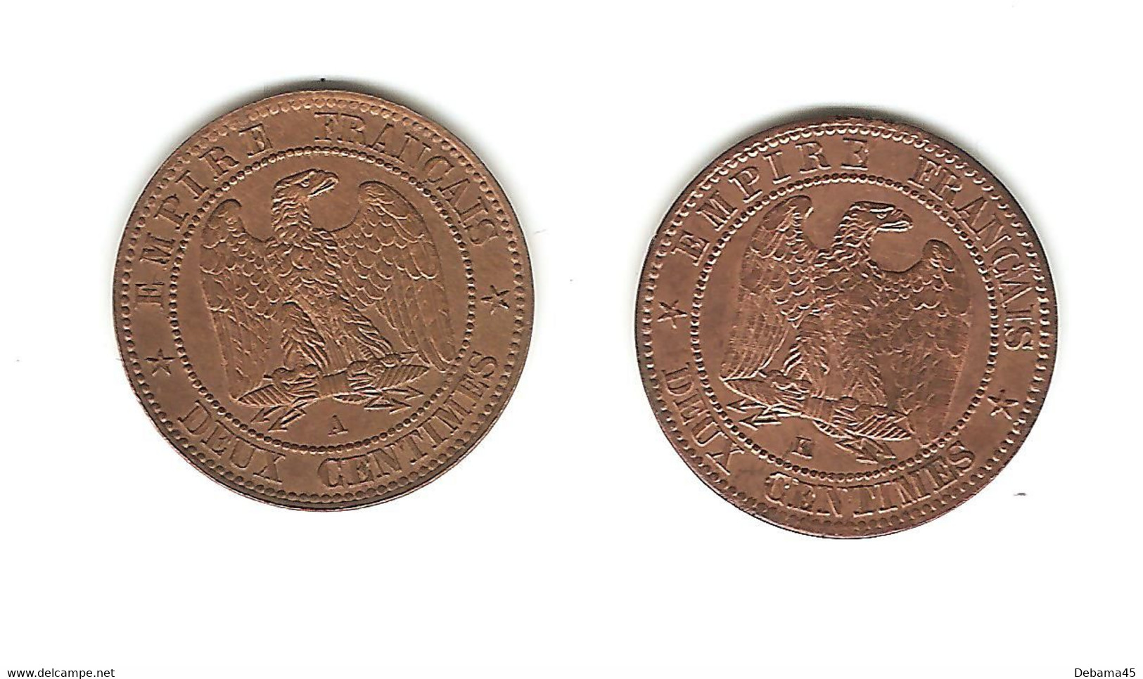 292/ France : Napoléon III : 2 Centimes 1861 A - 2 Centimes 1862 K (pièces Nettoyées ?) - 2 Centimes