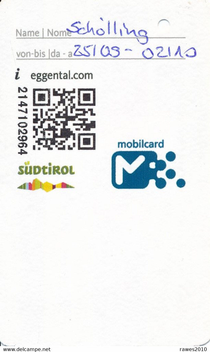 Italien Südtirol Eggental Gästekarte 2022 = Fahrkarte Eisenbahn + Bus - Europa