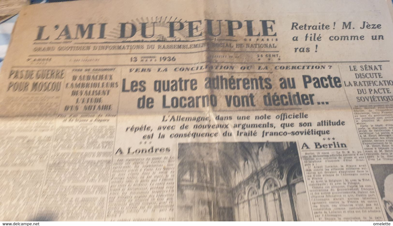 AMI PEUPLE 36/PACTE LOCARNO/LE TROCQUER /MOSCOU TRAHISON HERRIOT /FIN SOCIETE DES NATIONS ? - Testi Generali