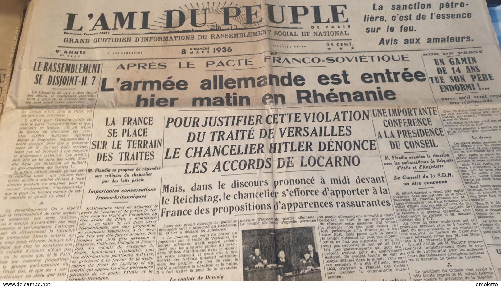 AMI PEUPLE 36/ARMEE ALLEMANDE EN RHENANIE  HITLER /DRANCY SCANDALE  DUCHANEL / - Informations Générales