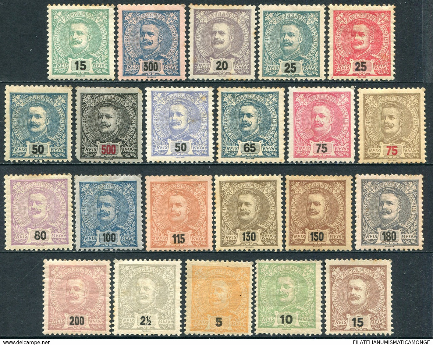 Portugal 1895 Correo 124/45 * / PO Serie 1895-1905 Carlos I - 22 Sellos - Ungebraucht