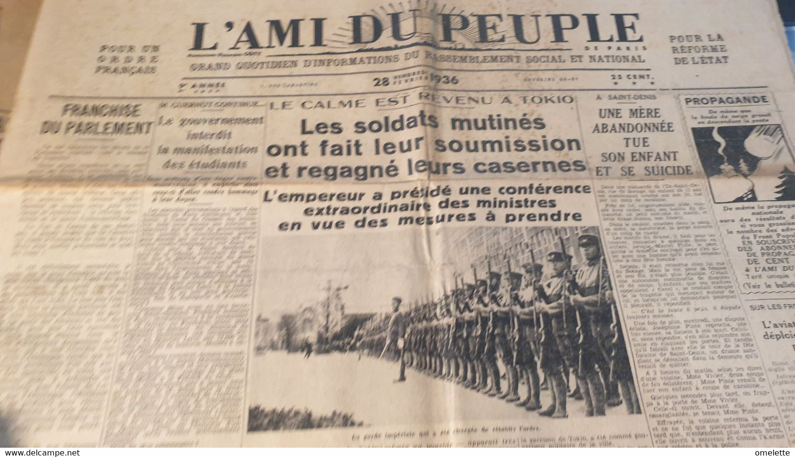 AMI PEUPLE 36 /JAPON SOLDATS MUTINES /PACTE FRANCO SOVIETIQUE /ARAGON EN LIBERTE - Informations Générales