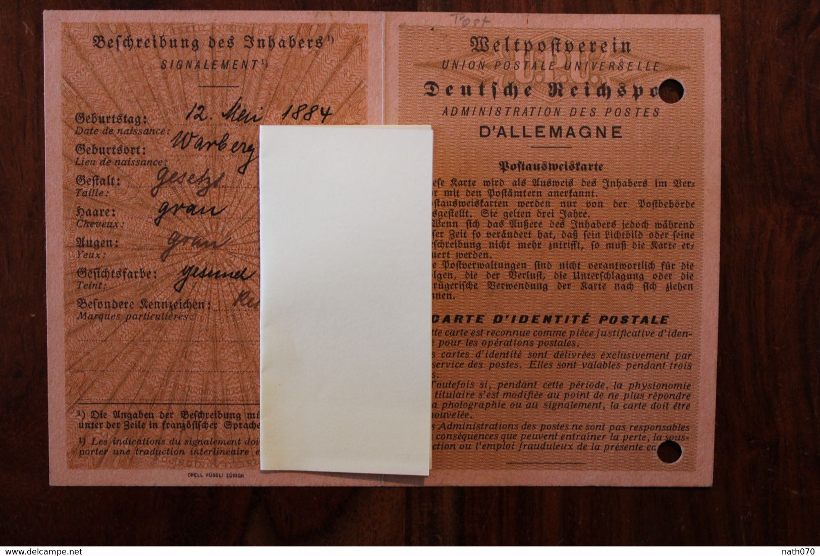 1942 Bremen Blumenthal Postausweiskarte Carte D'Identite Postale Deutsches Dt Reich Cover WW2 WK2 - Storia Postale