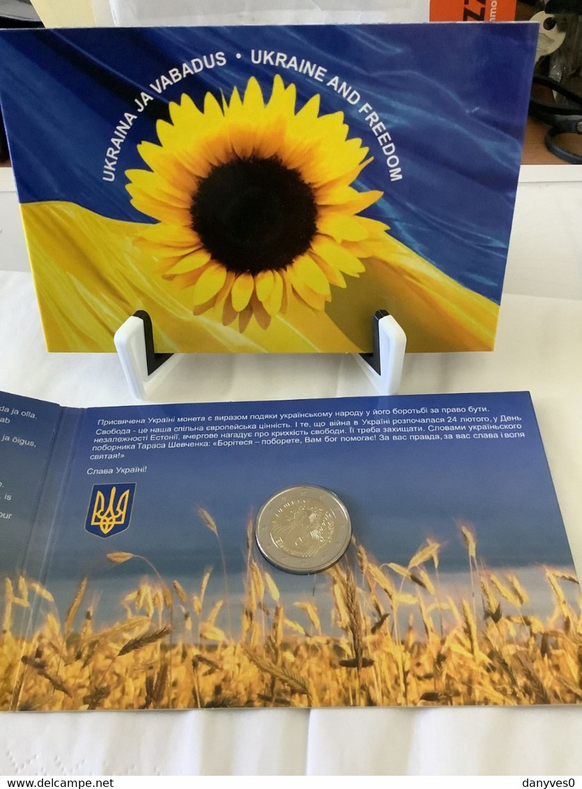 Rare Et Magnifique Pièce Commémorative 2 Euro  Coincard Estonie   2022  " Ukraine Et Liberté   " - Estonia