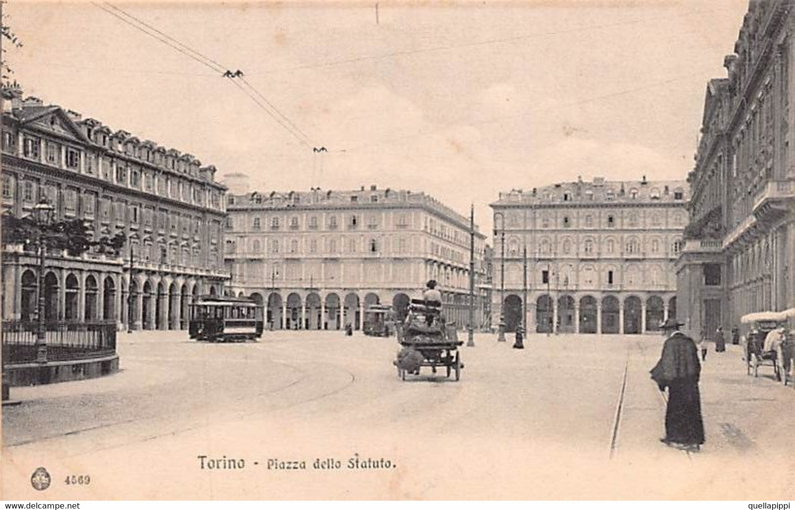 014524 "TORINO - PIAZZA DELLO STATUTO" ANIMATA, TRAMWAY, CARROZZE CON CAVALLO.  CART NON SPED - Places