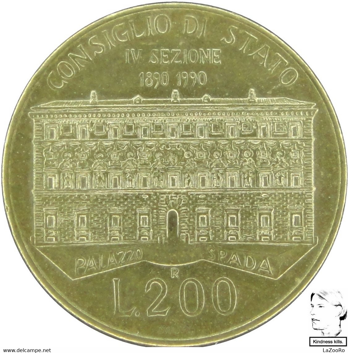 LaZooRo: Italy 200 Lire 1990 XF / UNC Consiglio Di Stato - Commémoratives