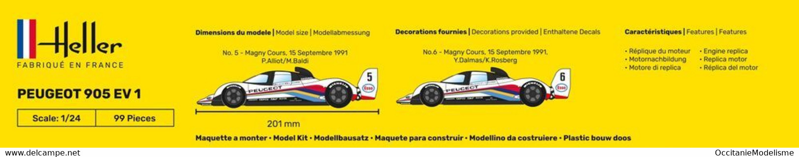 Heller - PEUGEOT 905 EV 1 1991 Maquette Kit Plastique Réf. 80718 NBO Neuf 1/24 - Auto's