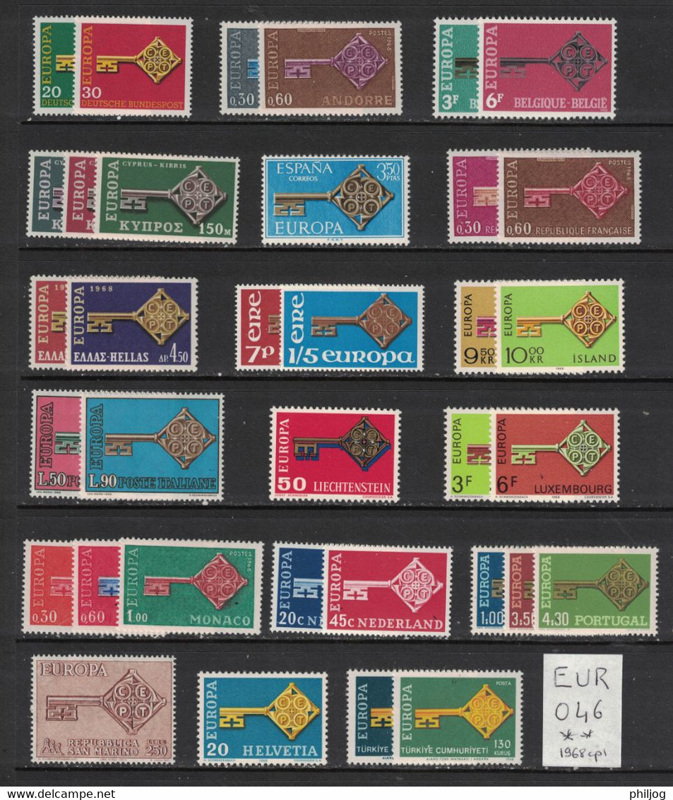 EUROPA  CEPT - Année Complète 1968 - Neuf SANS Charnière - Mint NH Complete Year 1968 - 1968