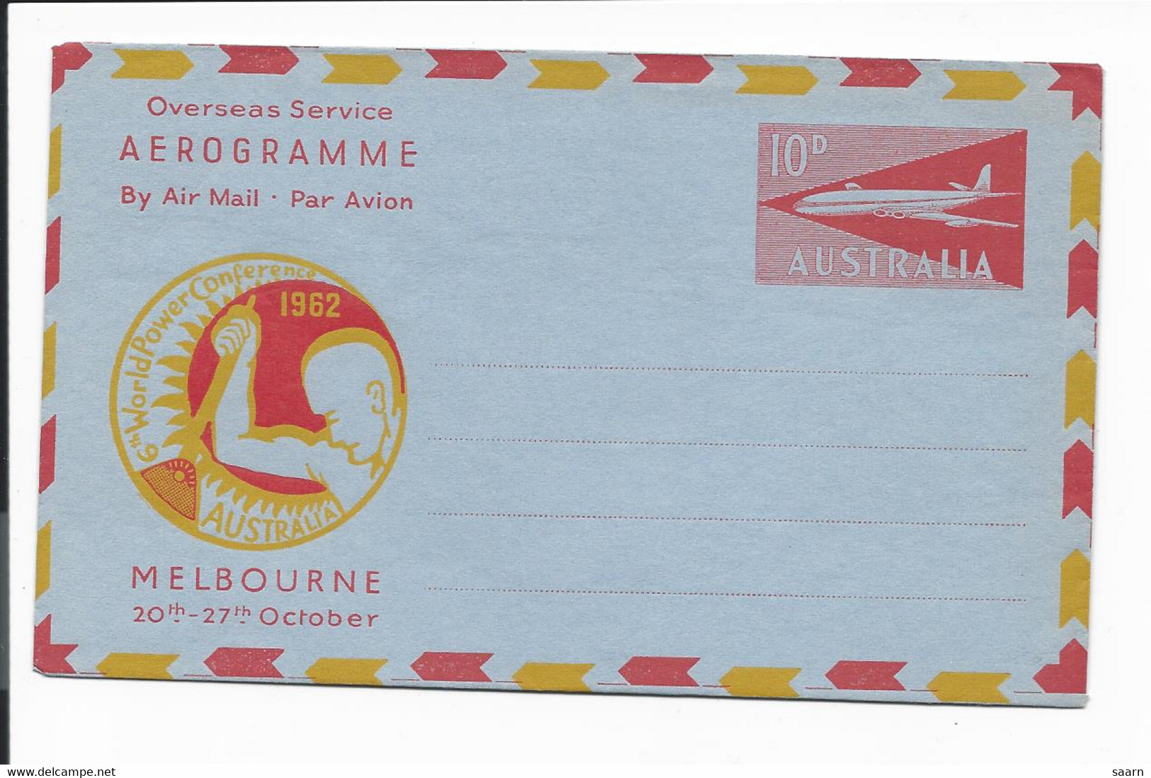 Australien LF 16 ** - 10 D Flugzeug Aerogramm Zur 6th World Power Conference Melbourne 1962 - Aérogrammes