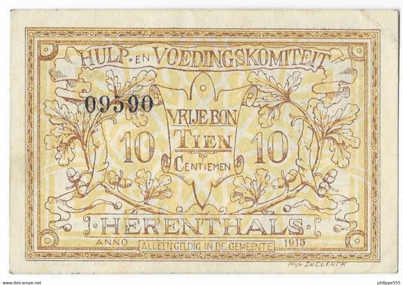 Noodgeld Herenthals 10 Centiemen 1915 - Andere & Zonder Classificatie