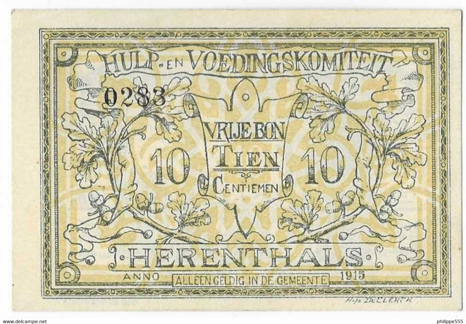 Noodgeld Herenthals 10 Centiemen 1915 - Sonstige & Ohne Zuordnung