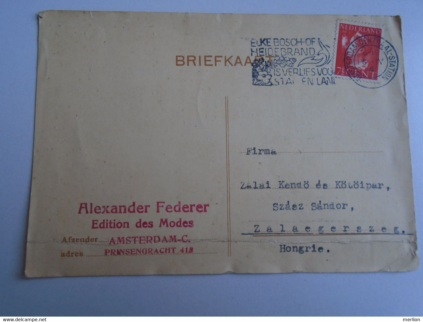 D191541  Postcard  Netherlands - Briefkaart - 1940 Amsterdam Central Station - Alexander FEDERER Edition Des Modes - Autres & Non Classés