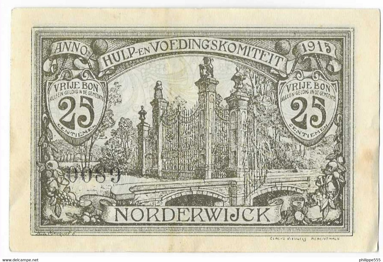 Noodgeld Norderwijck 25 Centiemen 1915 Zwart - Altri & Non Classificati