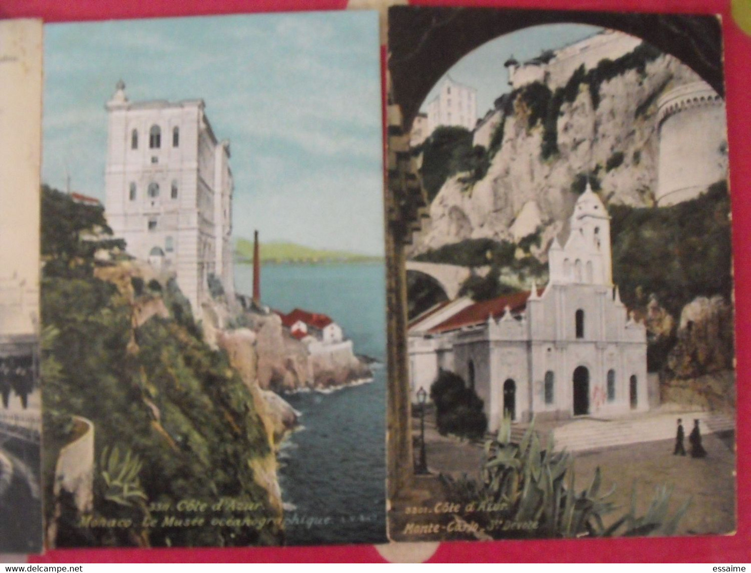 4 Cartes Postales Monaco Monte-Carlo. Musée Océanographique Salle Des Concerts Ste Dévote Café De Paris - Colecciones & Lotes