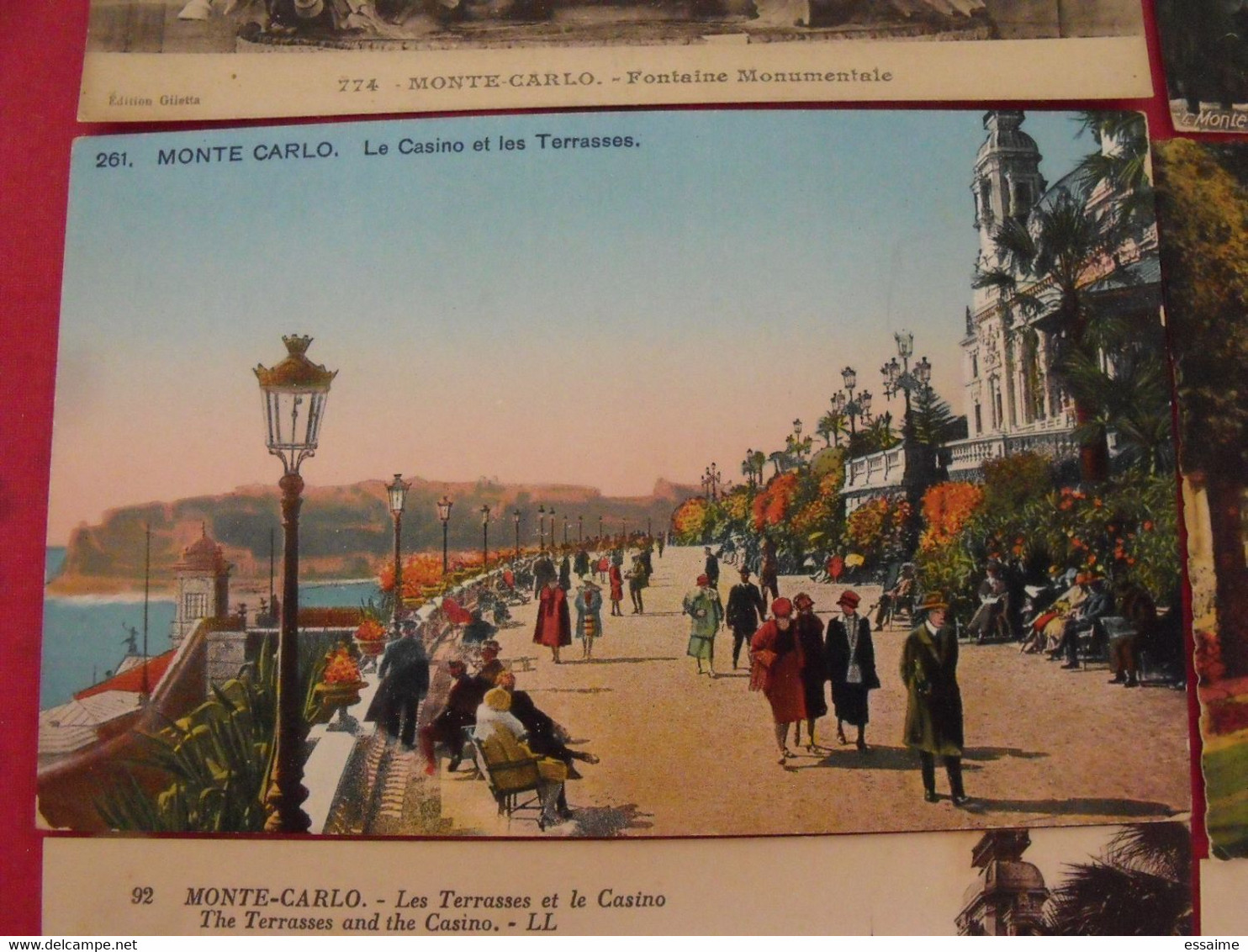 9 cartes postales Monaco Monte-Carlo. casino fontaine jardins sainte dévote principauté prince