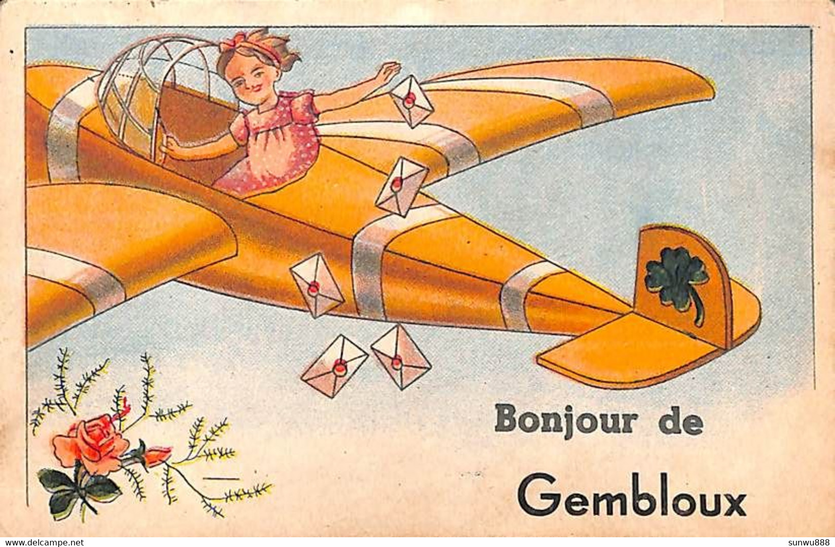 Bonjour De Gembloux (avion Trèfle Fleurs 1945) - Gembloux