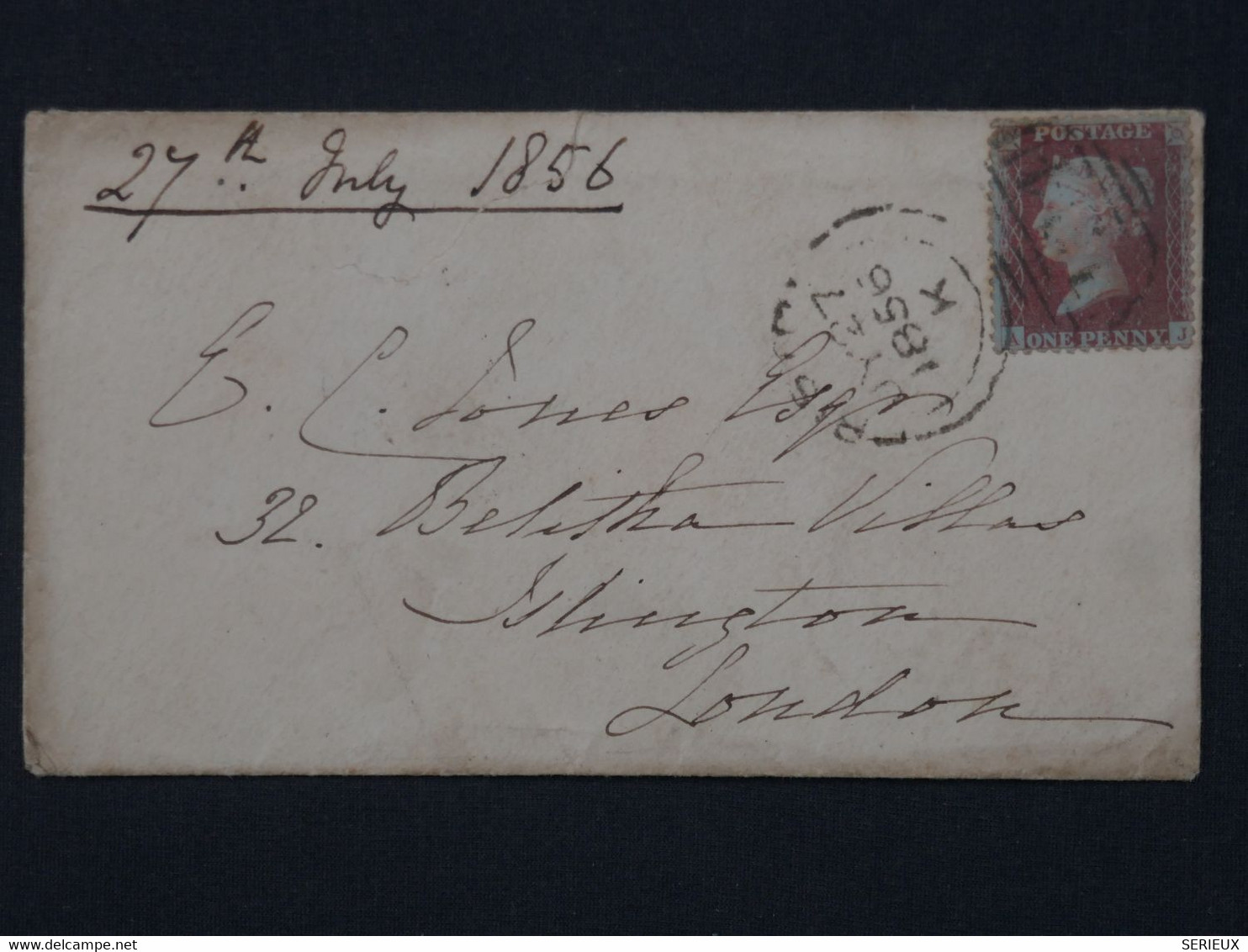 # 33 GREAT BRITAIN  BELLE LETTRE  27 JUIL. 1856 LONDON  +  +AFFRANCH. INTERESSANT - Covers & Documents