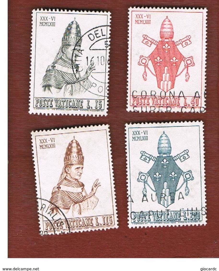 VATICANO - VATICAN - UNIF. 365.368  - 1963 INCORONAZIONE DI PAOLO VI   (SERIE COMPLETA DI  4) - (USED°) - Used Stamps