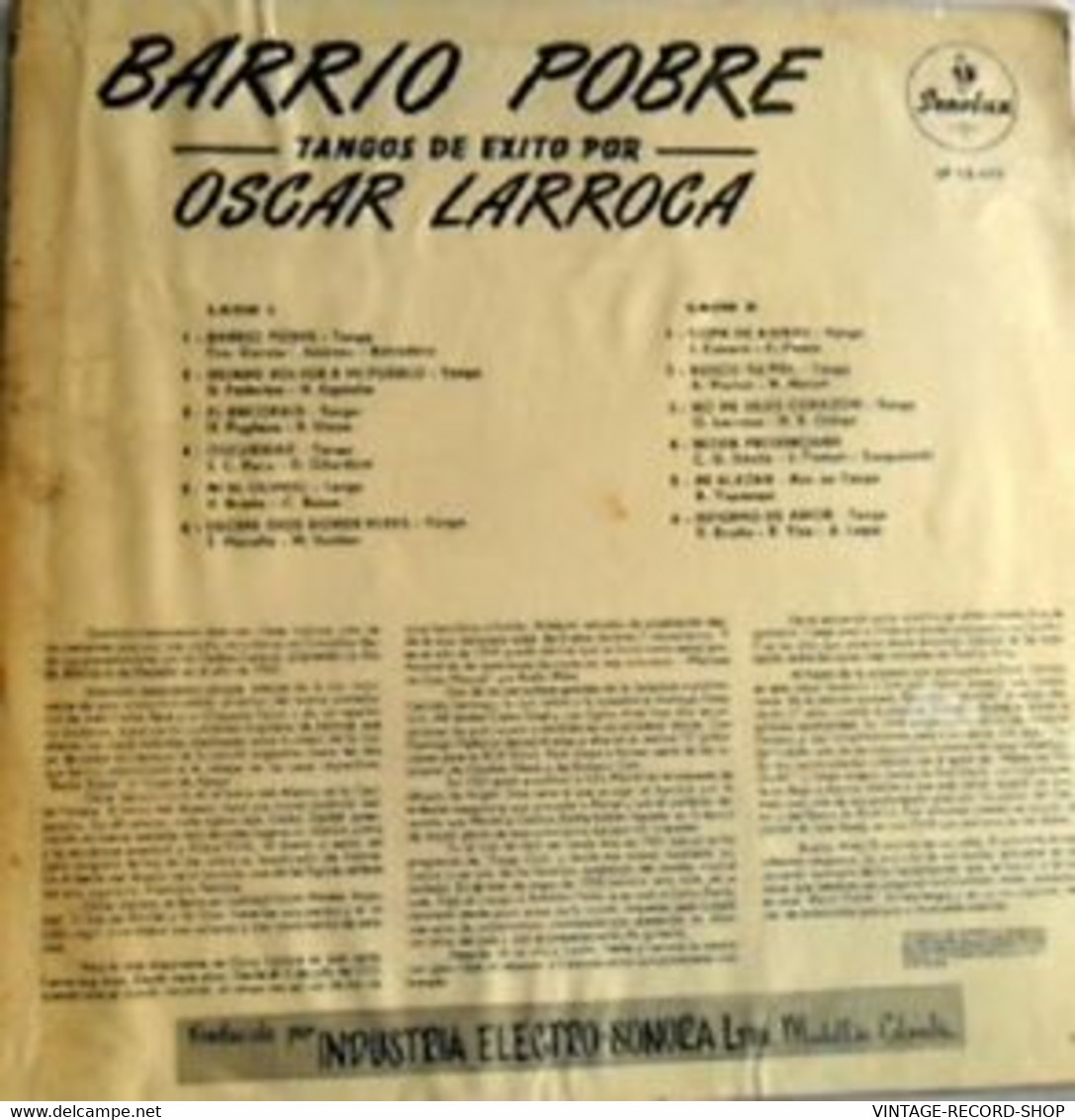 TANGO:OSCAR LARROCA TANGOS DE EXITO"BARRIO POBRE"COLLECTIBLE - Música Del Mundo