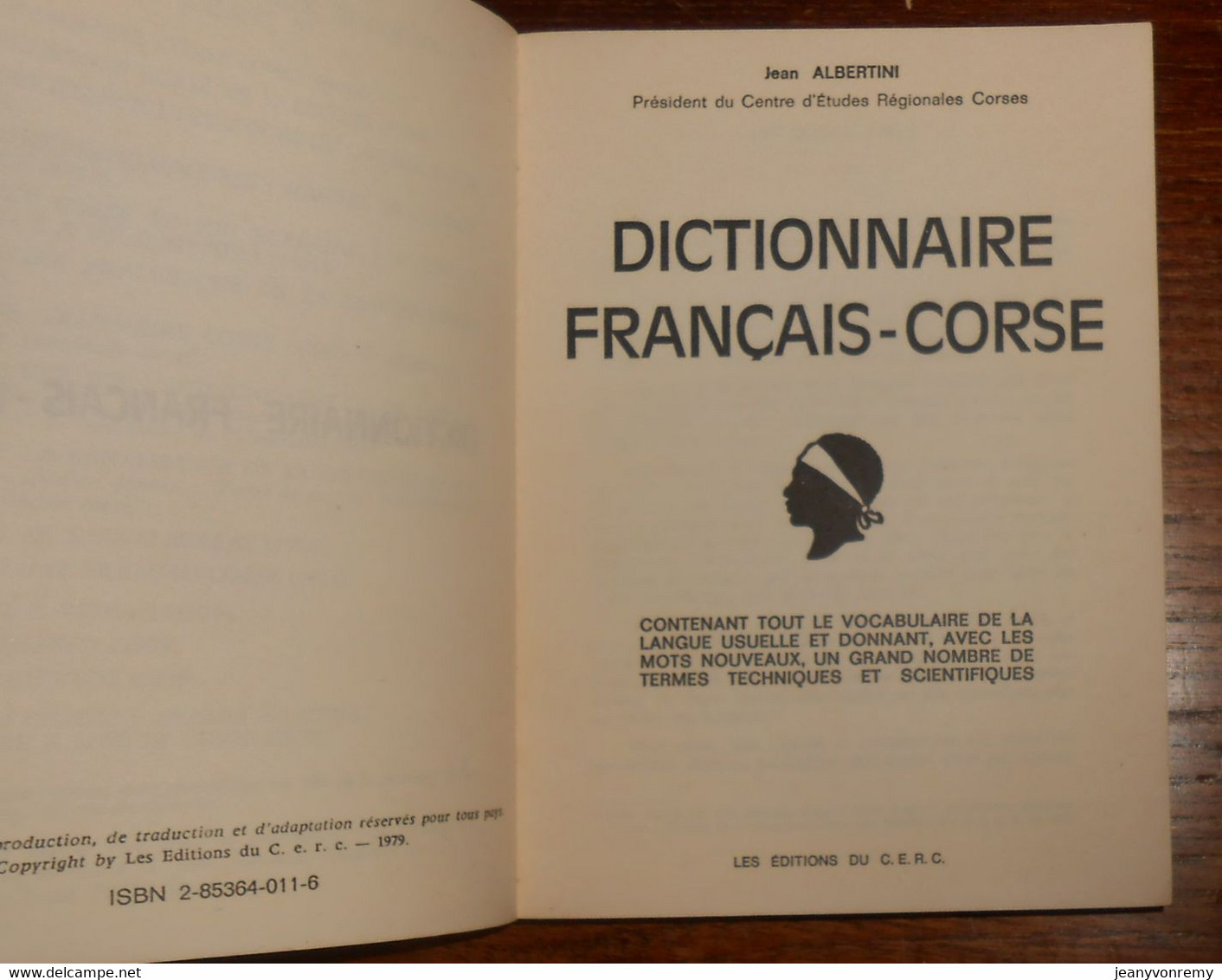 Dictionnaire Français Corse. Jean Albertini. 1979 - Corse