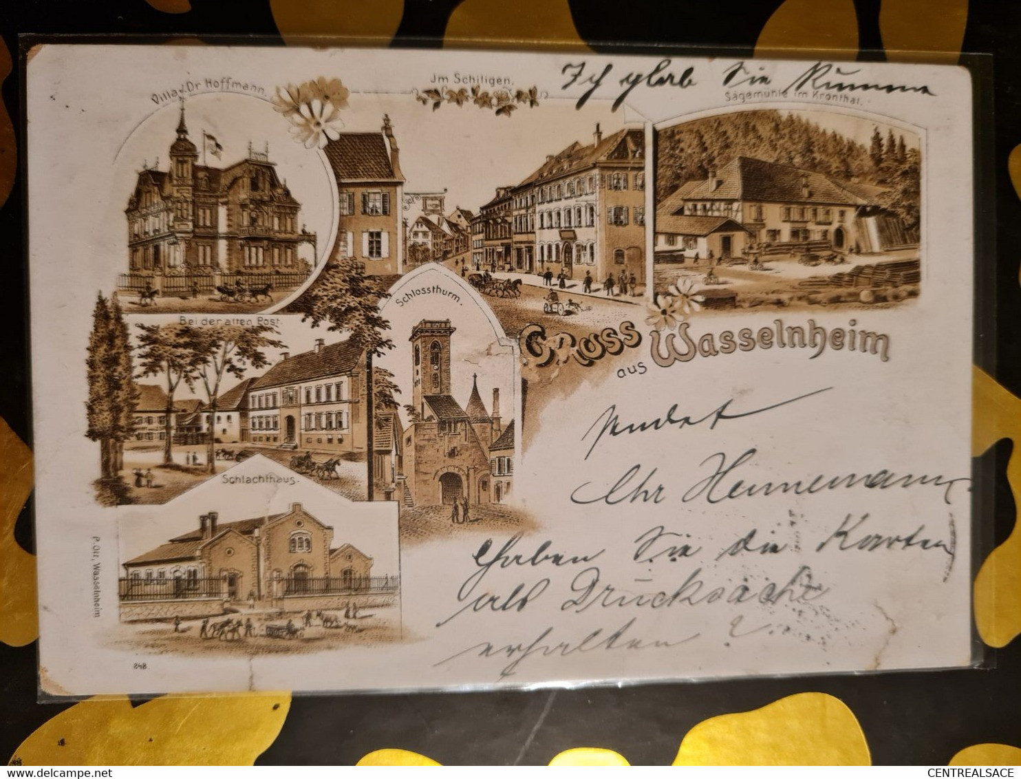 Carte WASSELONNE WASSELHEIM  Gruss Litho Scierie Villa Hoffmann Ecole Poste Voir Etat - Wasselonne