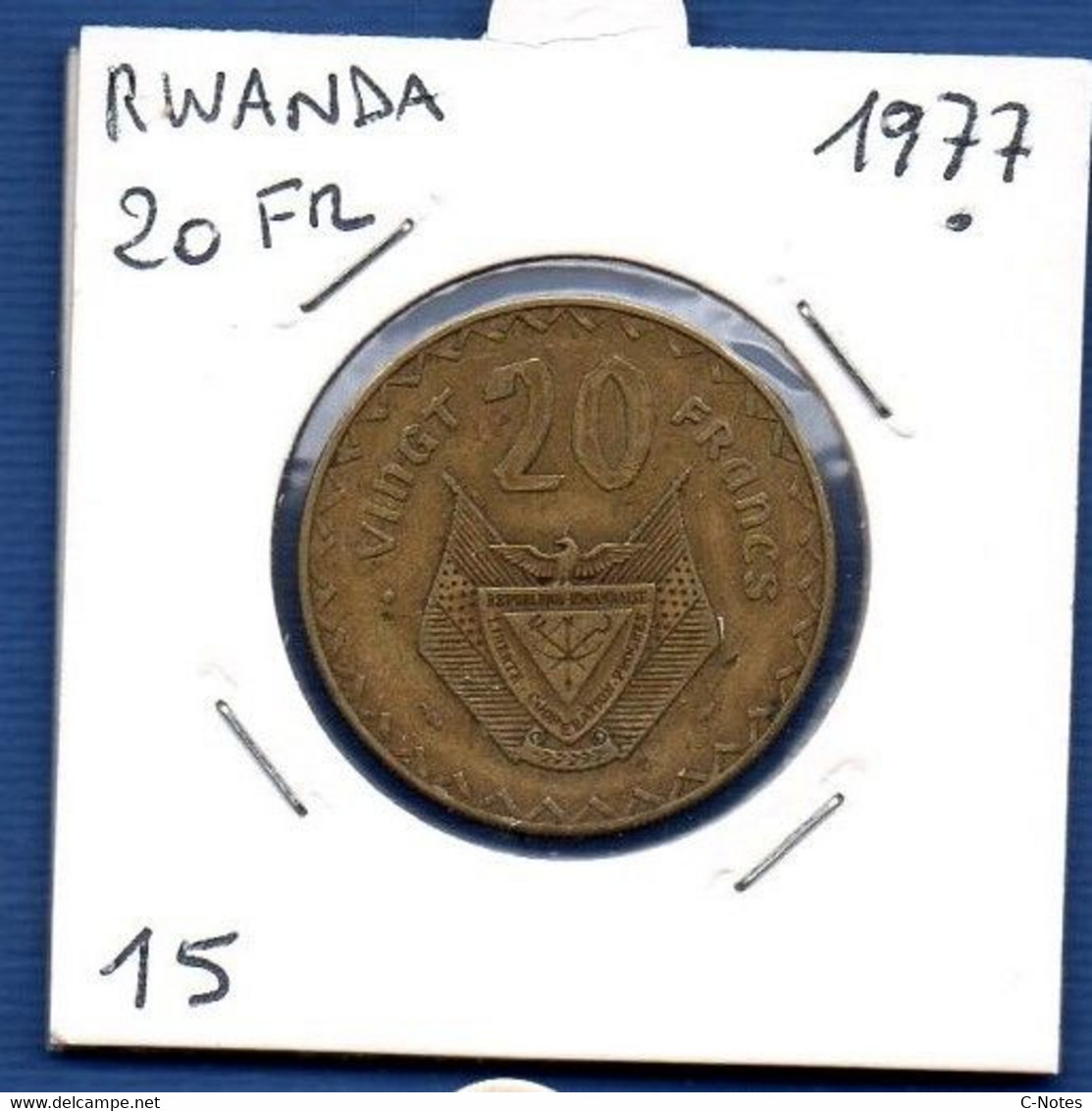 RWANDA - 20 Francs 1977 - See Photos - Km 15 - Rwanda