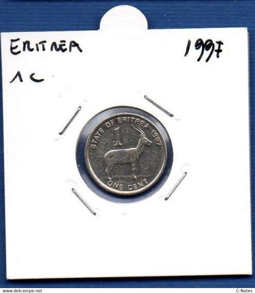 ERITREA - 1 Cent 1997 -  See Photos -  Km 43 - Erythrée