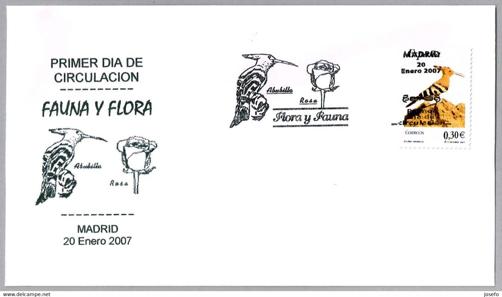 ABUBILLA - HOOPOE - HUPPE FASCIEE. FDC Madrid 2007 - Mechanical Postmarks (Advertisement)