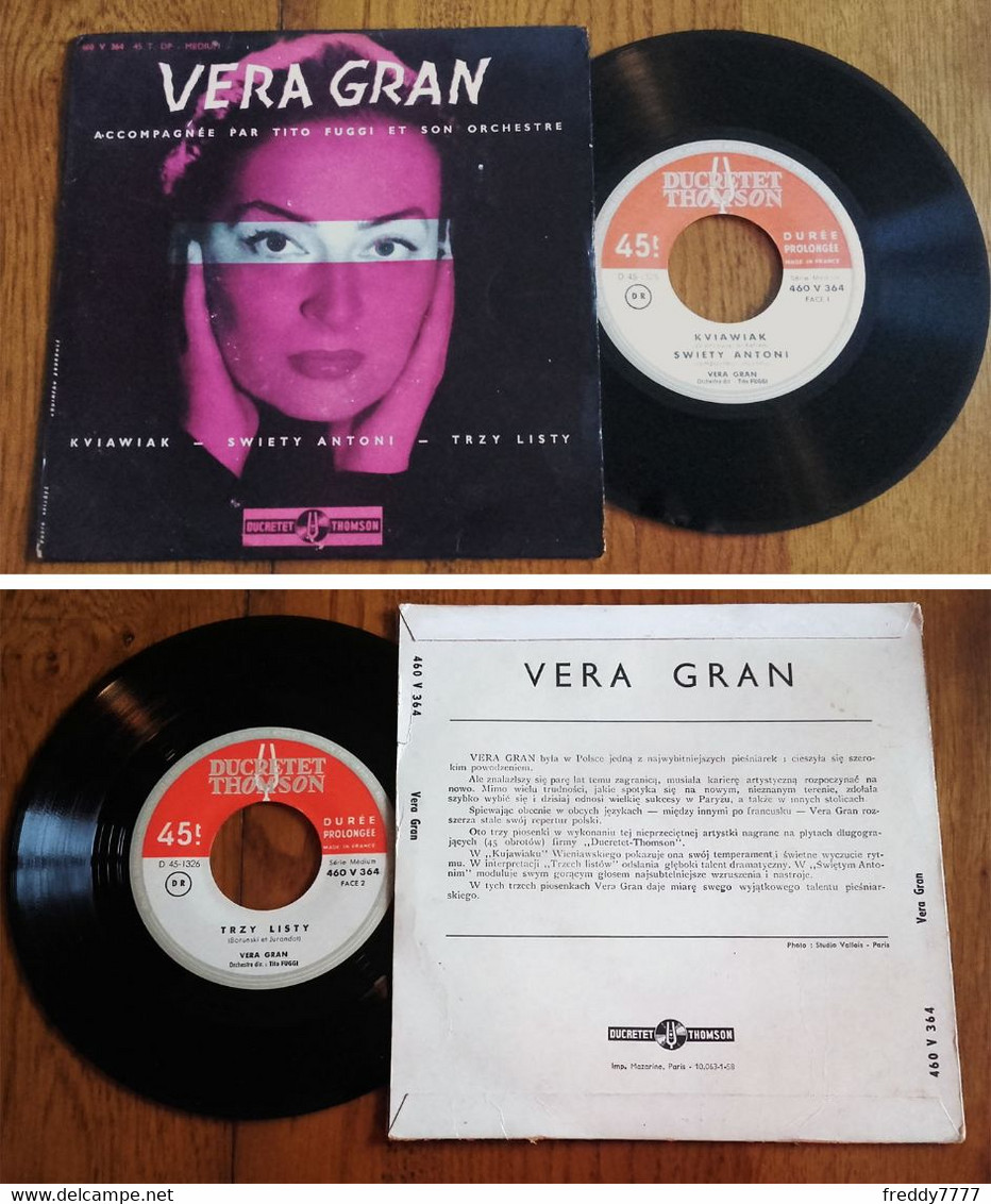RARE French EP 45t RPM BIEM (7") VERA GRAN (1958) - Verzameluitgaven
