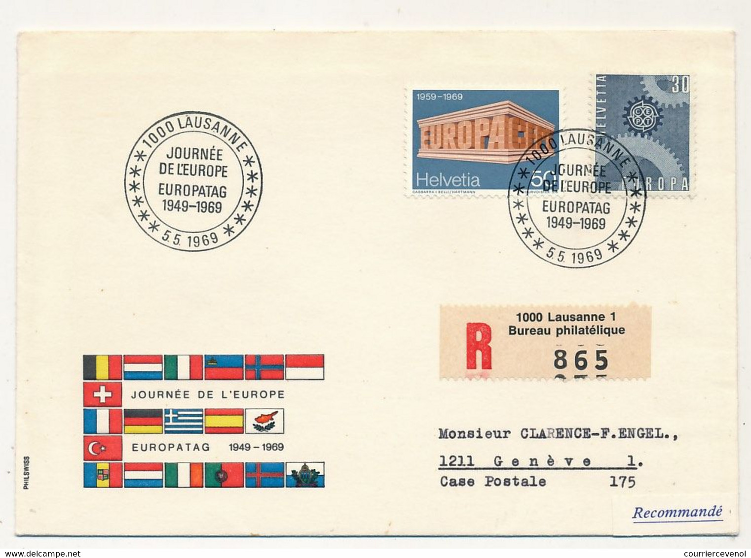 SUISSE - Enveloppe FDC Recommandée - Europa 1969 - LAUSANNE Journée De L'Europe 5/5/1969 - FDC