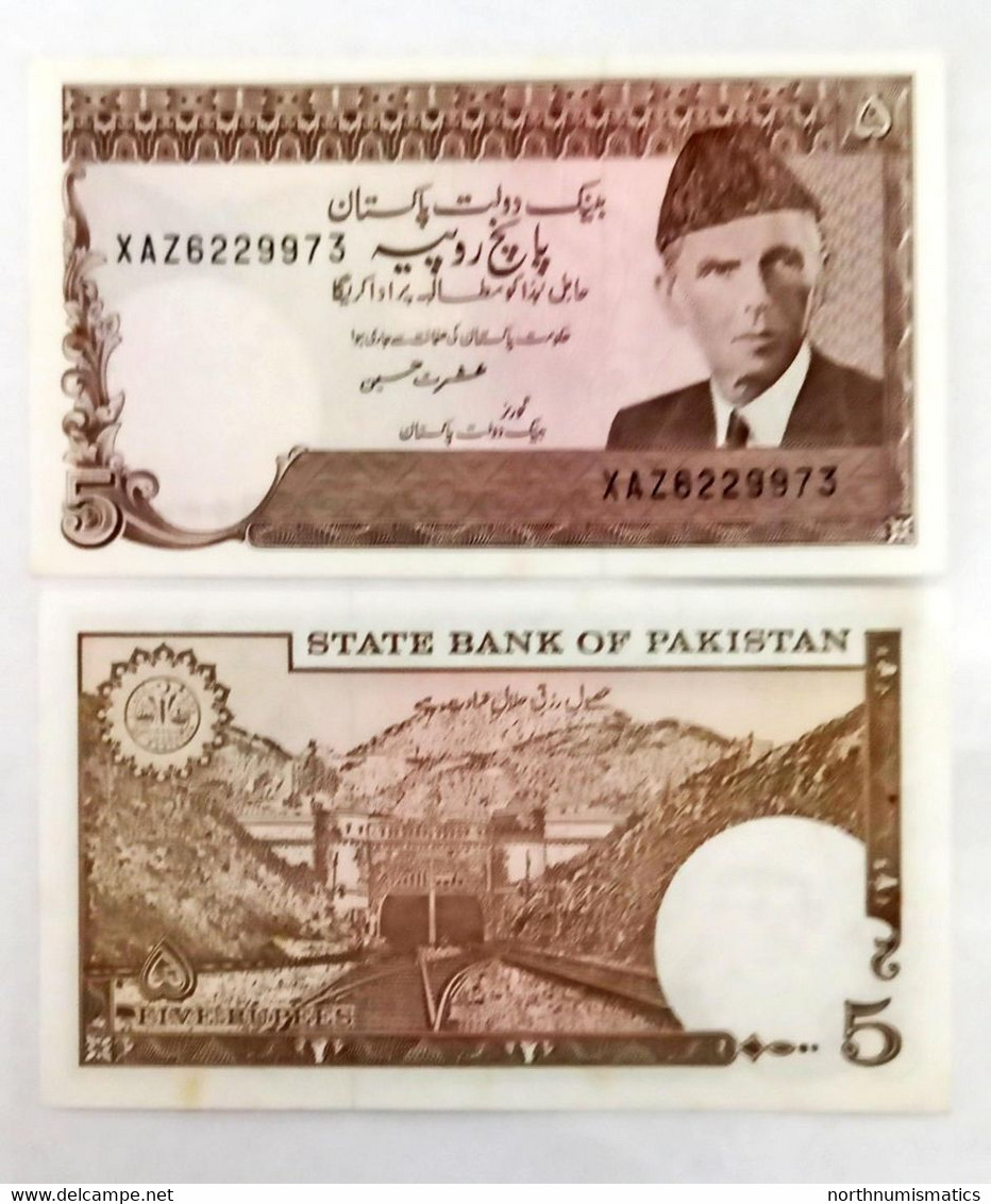 Pakistan 5 Rupees  Unc Staple  Hole - Pakistan