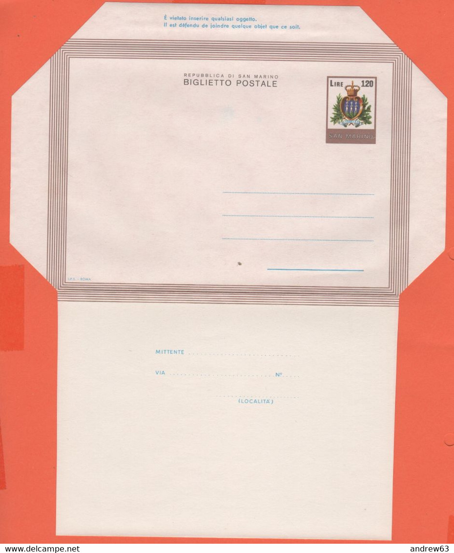 SAN MARINO - 1978 - BP5 - 120 Stemma - Biglietto - Intero Postale - NUOVO - Entiers Postaux