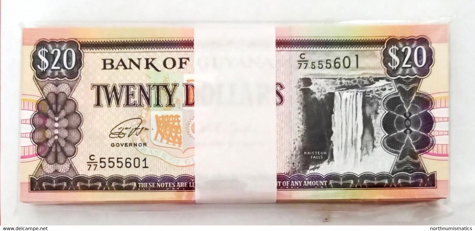 Guyana 20 Dollars Original Bundle 100 Pcs  Unc - Guyana