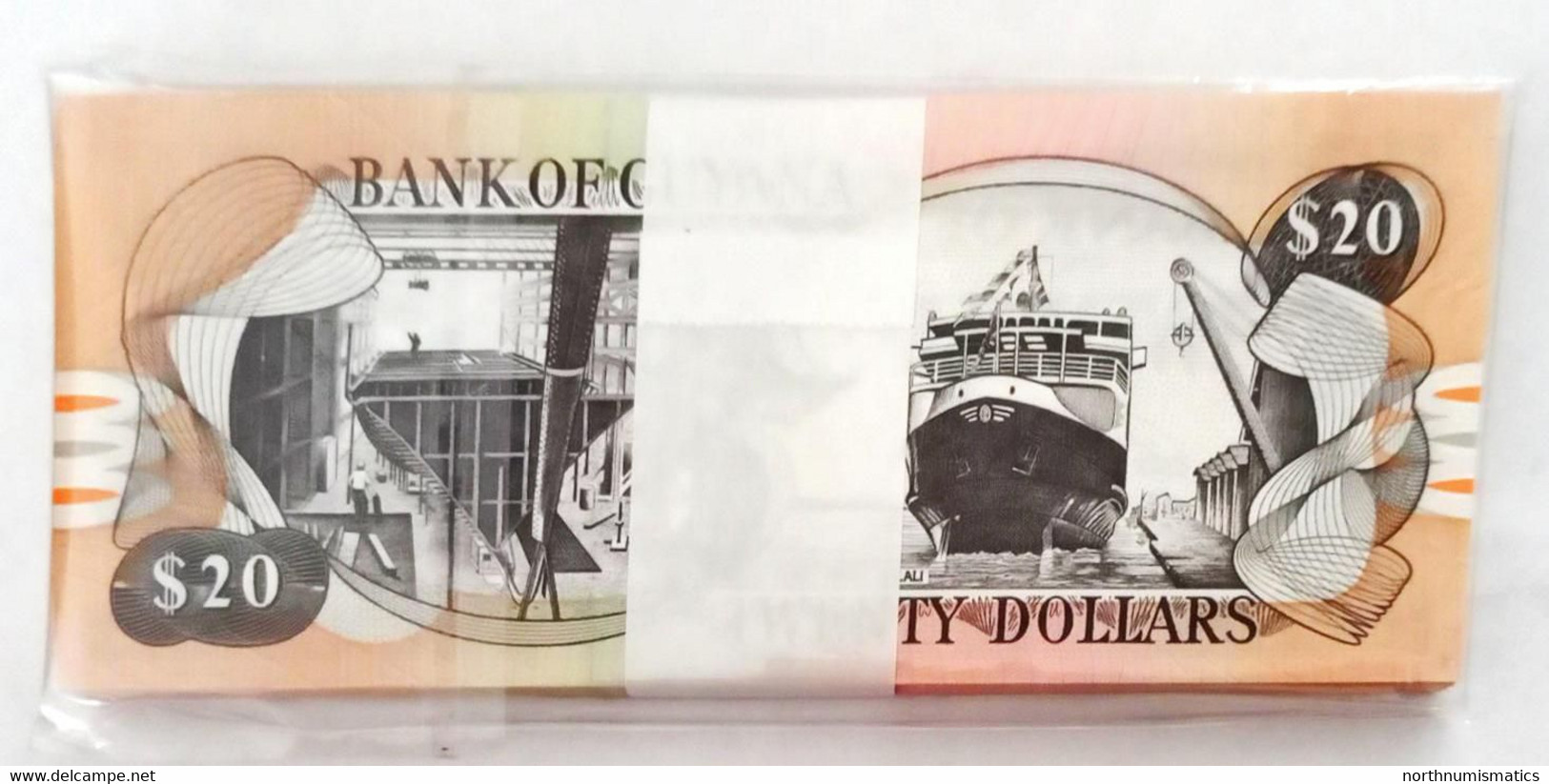 Guyana 20 Dollars Original Bundle 100 Pcs  Unc - Guyana