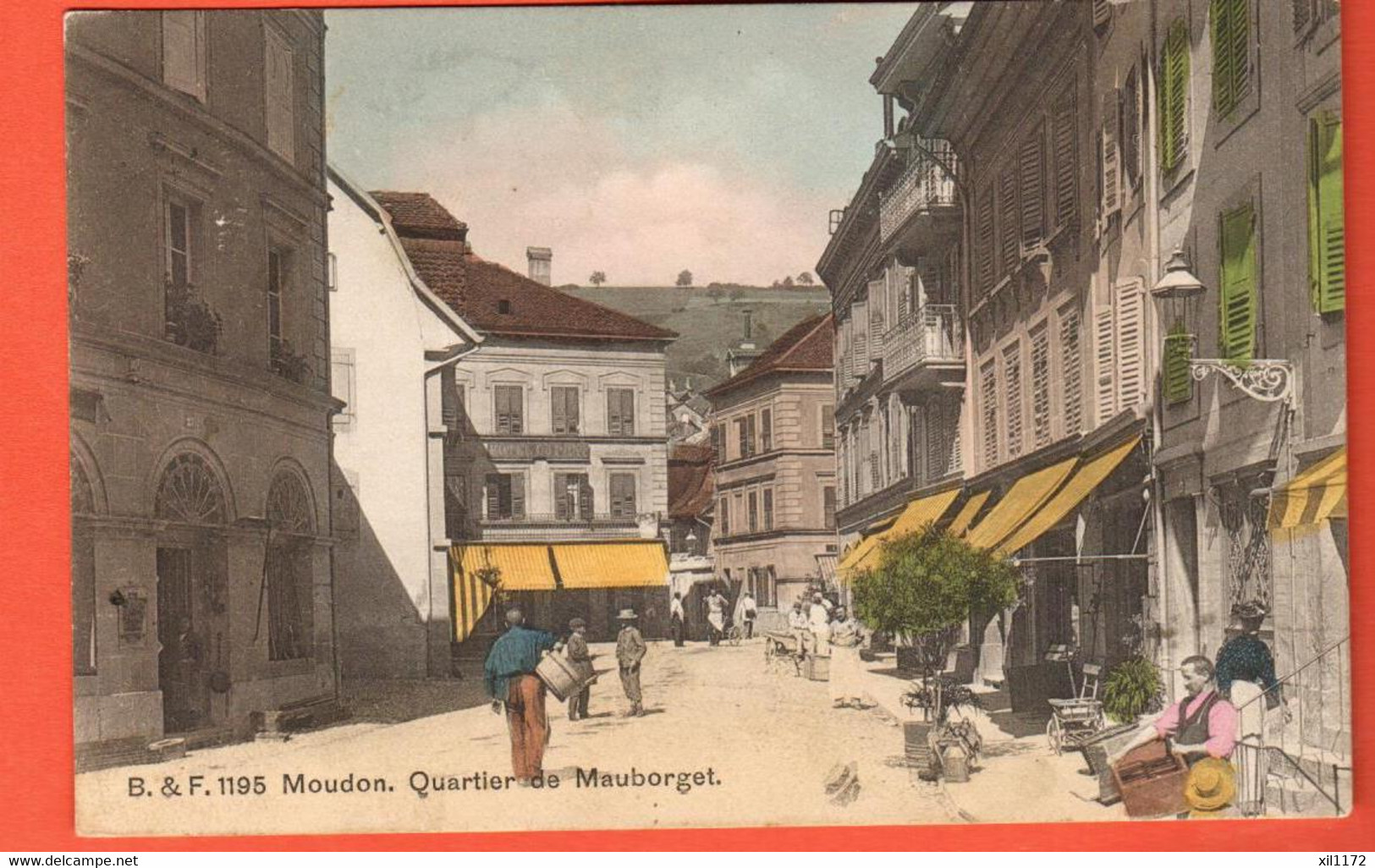 NAGS-15 Moudon  Quartier Du Mauborget   TRES  ANIME. Circulé 1909   B&F 1195 Franco-Suisse  1909 - Mauborget