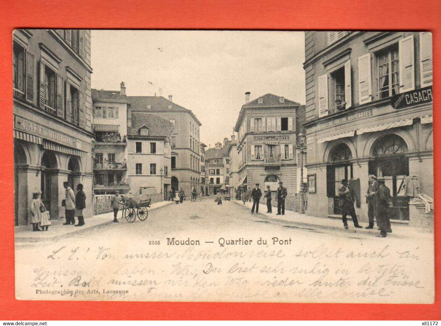 NAGS-17 RARE Moudon  Quartier Du Pont  Café De Moudon   Dos Simple. Circ. 1904  Photo Des Arts 2105 - Moudon