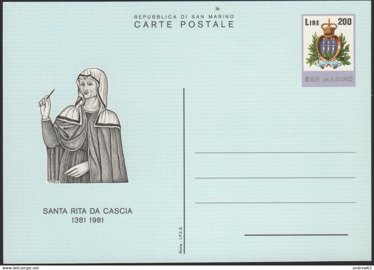 SAN MARINO - 1981 - CP51 - 200 Santa Rita Da Cascia - Cartolina - Intero Postale - Nuovo - Entiers Postaux