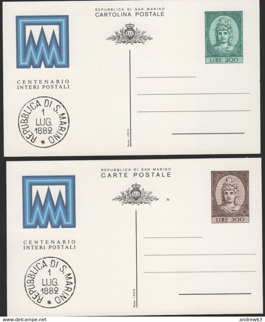 SAN MARINO - 1982 - CP55/CP56 - 200/300 Centenario Degli Interi Postali Sammarinesi - Cartolina - Intero Postale - Nuovo - Entiers Postaux