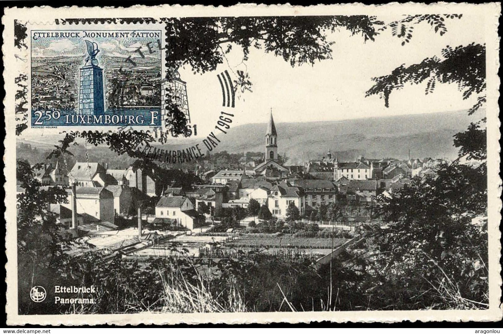 Luxembourg Luxemburg Carte Maximum 1961 Ettelbruck Monument Patton Rembrance Day - Maximumkaarten