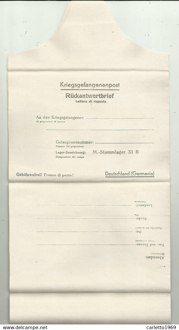 KRIEGSGEFANGENENPOST - CORRISPONDENZA DEI PRIGIONIERI DI GUERRA - M-STAMMLAGER XI B - Weltkrieg 1939-45